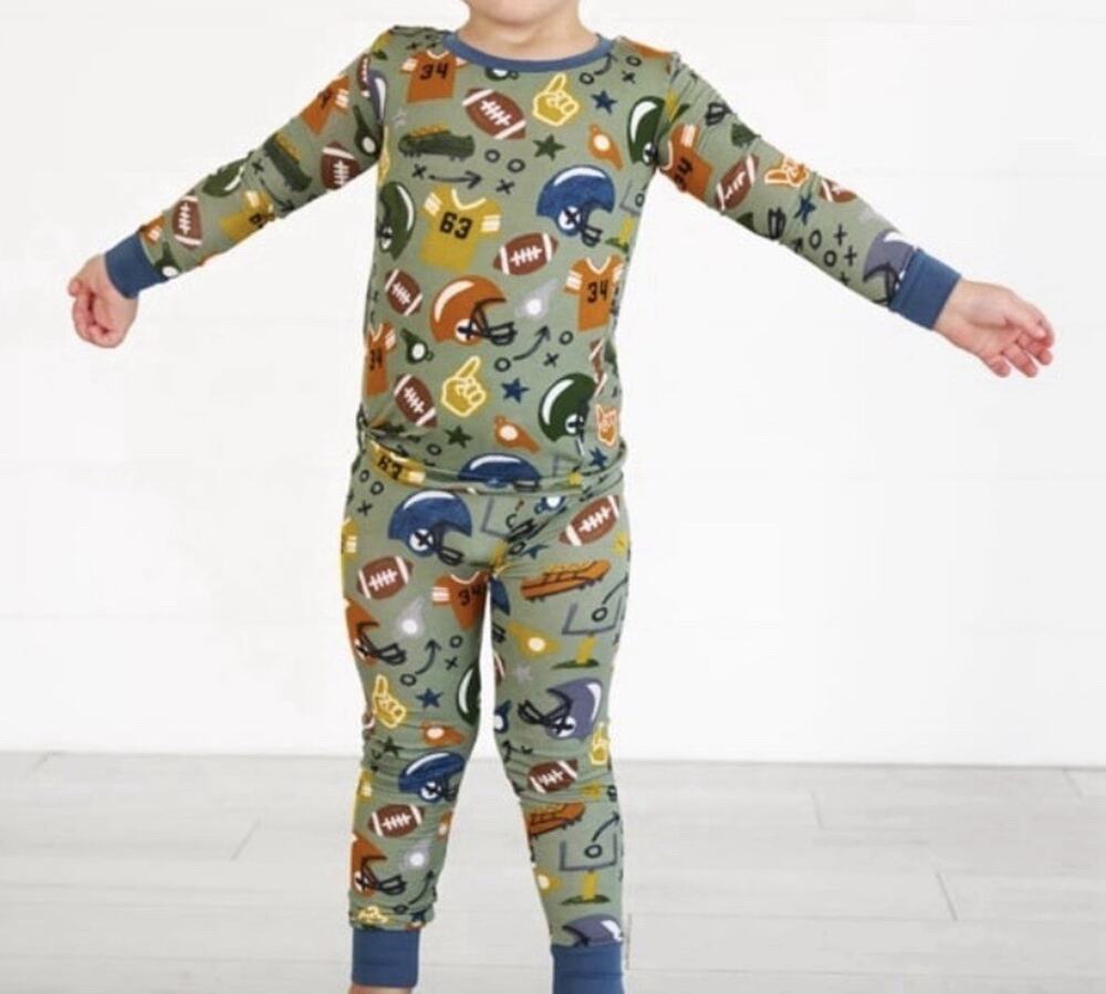 Little Sleepies Touchdown Time Long Sleeve Two Piece Bamboo Pajama Set 7/8